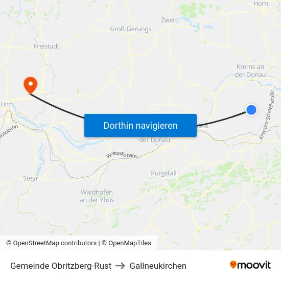 Gemeinde Obritzberg-Rust to Gallneukirchen map