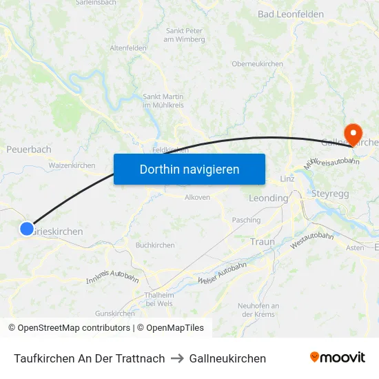 Taufkirchen An Der Trattnach to Gallneukirchen map