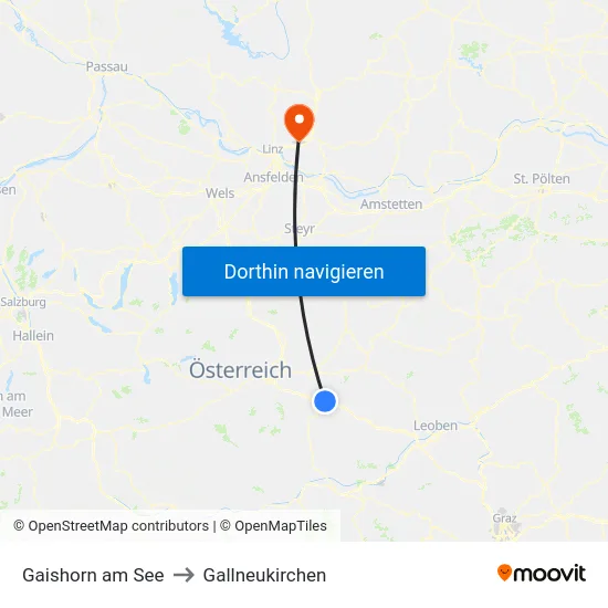 Gaishorn am See to Gallneukirchen map