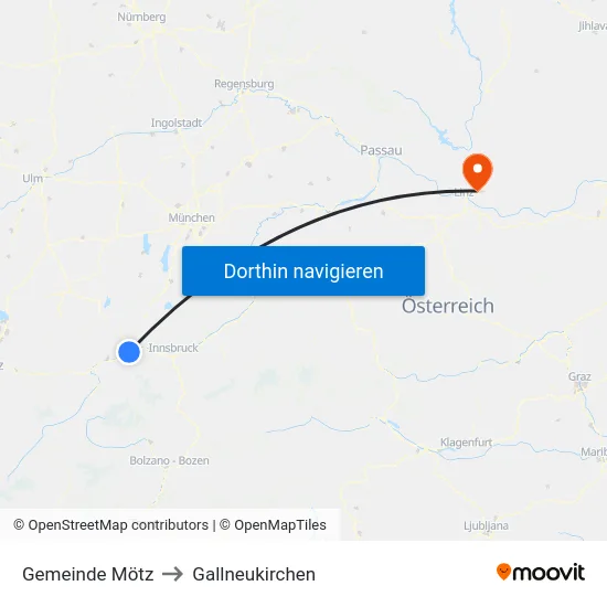 Gemeinde Mötz to Gallneukirchen map