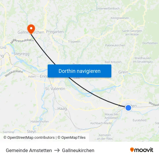 Gemeinde Amstetten to Gallneukirchen map