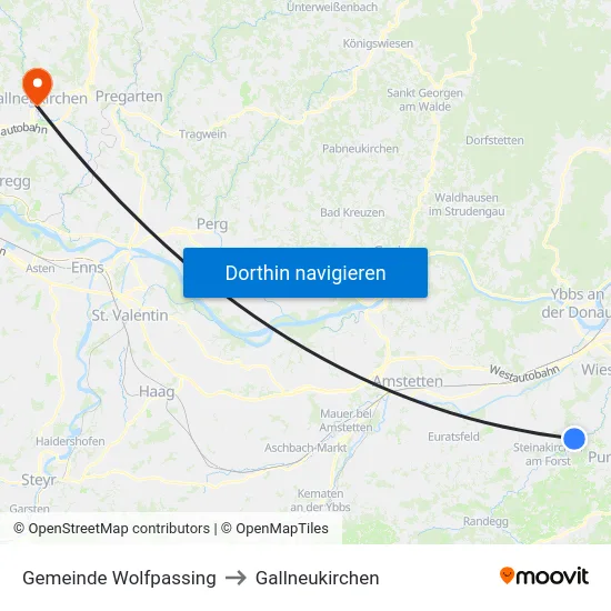 Gemeinde Wolfpassing to Gallneukirchen map