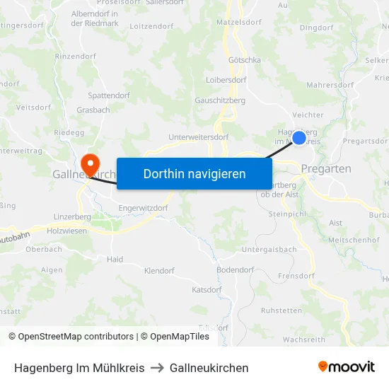 Hagenberg Im Mühlkreis to Gallneukirchen map
