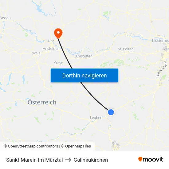 Sankt Marein Im Mürztal to Gallneukirchen map