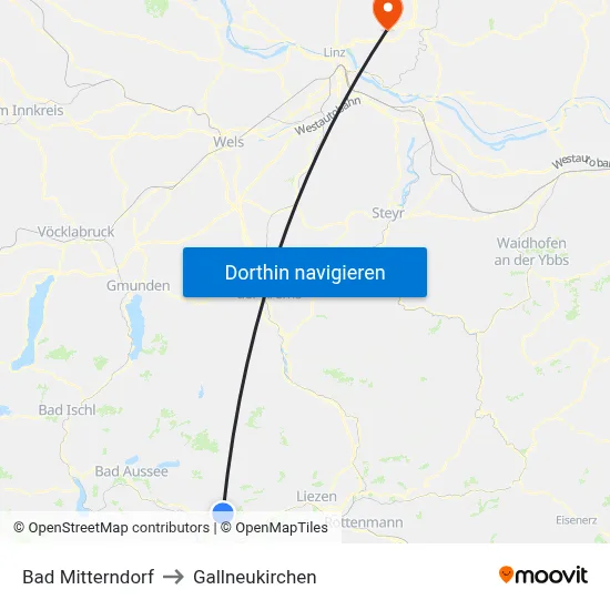 Bad Mitterndorf to Gallneukirchen map