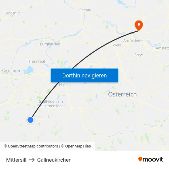 Mittersill to Gallneukirchen map