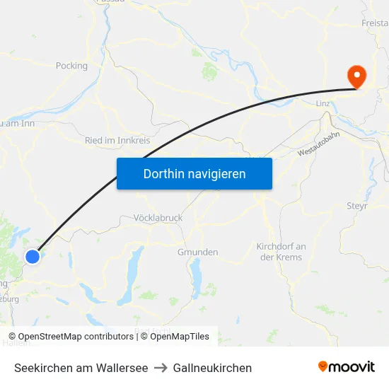 Seekirchen am Wallersee to Gallneukirchen map