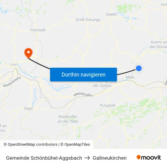 Gemeinde Schönbühel-Aggsbach to Gallneukirchen map