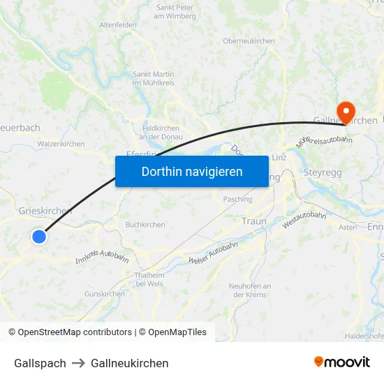 Gallspach to Gallneukirchen map