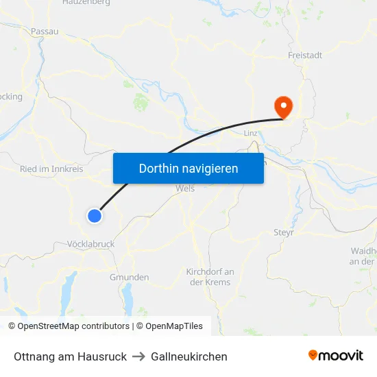 Ottnang am Hausruck to Gallneukirchen map