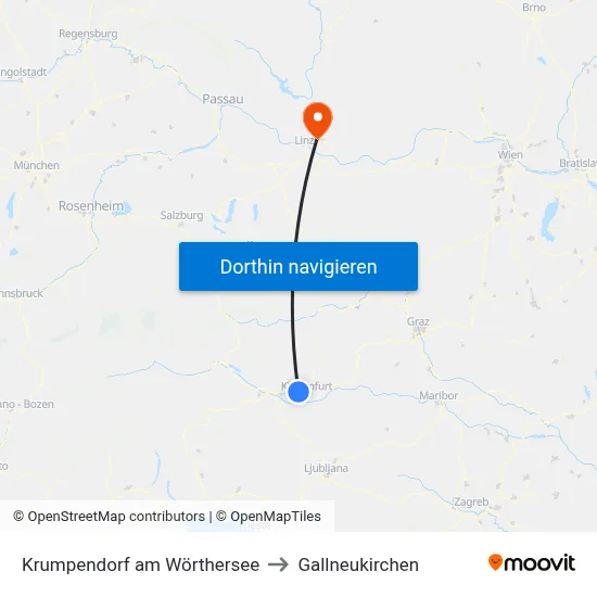Krumpendorf am Wörthersee to Gallneukirchen map