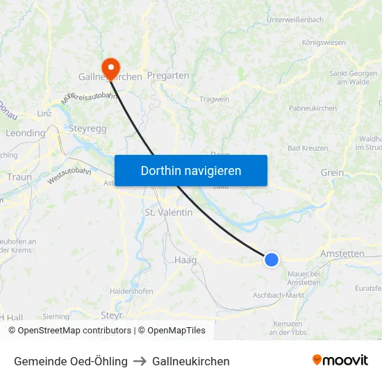 Gemeinde Oed-Öhling to Gallneukirchen map