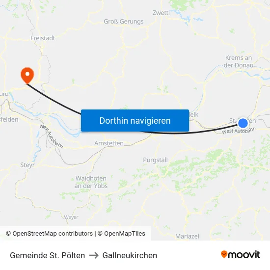 Gemeinde St. Pölten to Gallneukirchen map