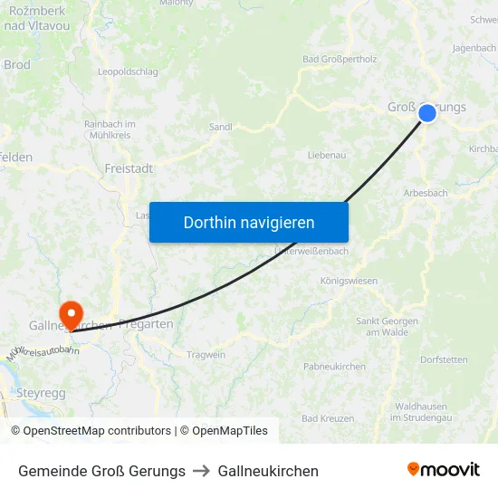 Gemeinde Groß Gerungs to Gallneukirchen map