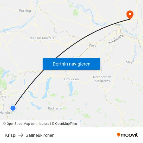 Krispl to Gallneukirchen map