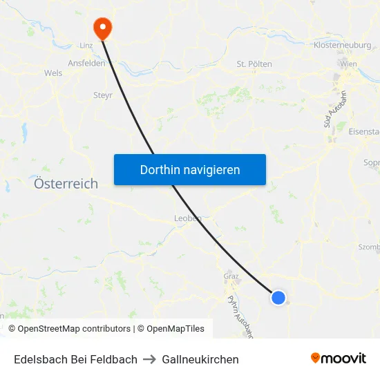 Edelsbach Bei Feldbach to Gallneukirchen map