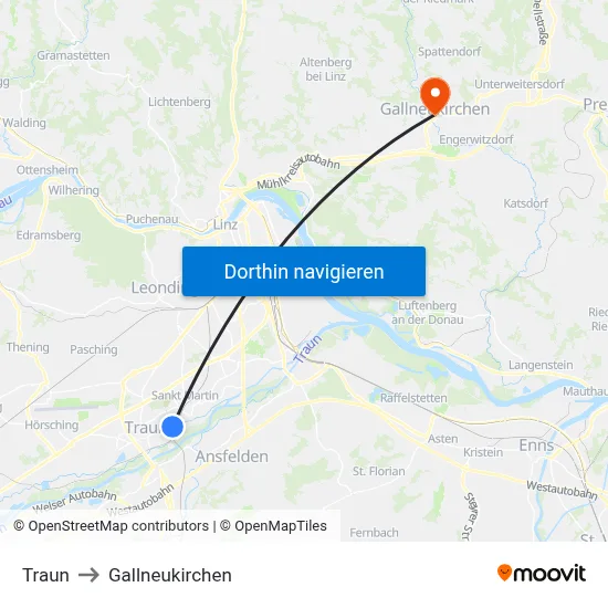 Traun to Gallneukirchen map