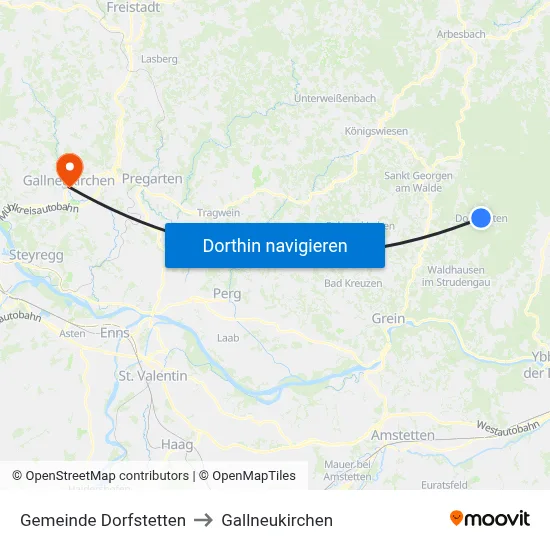 Gemeinde Dorfstetten to Gallneukirchen map