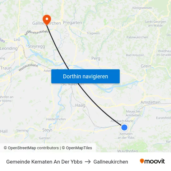 Gemeinde Kematen An Der Ybbs to Gallneukirchen map
