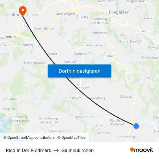 Ried In Der Riedmark to Gallneukirchen map