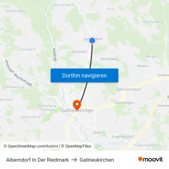 Alberndorf In Der Riedmark to Gallneukirchen map