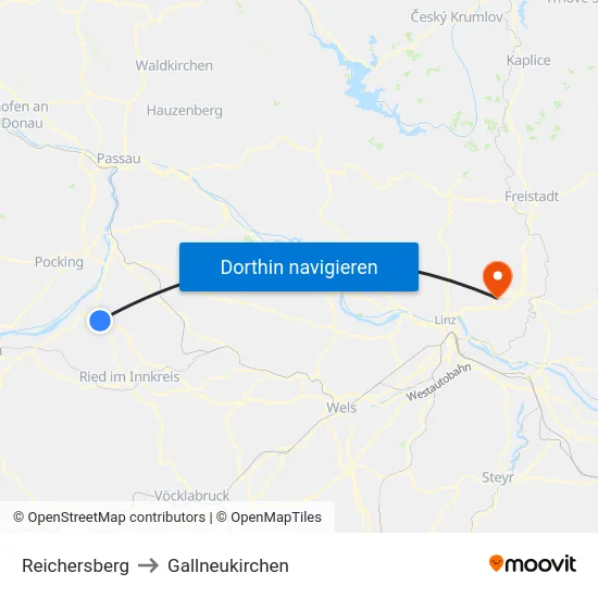 Reichersberg to Gallneukirchen map