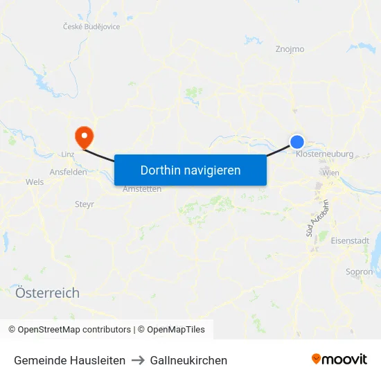 Gemeinde Hausleiten to Gallneukirchen map