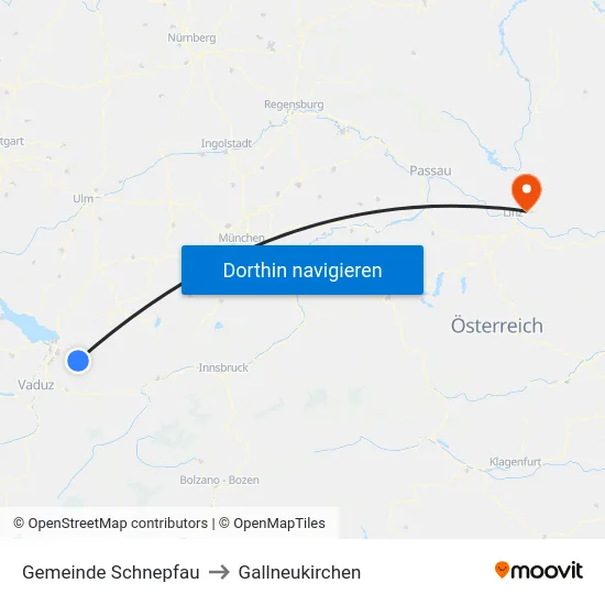 Gemeinde Schnepfau to Gallneukirchen map
