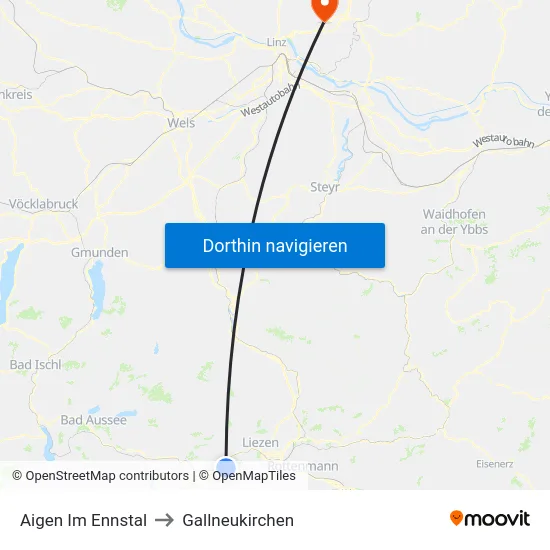 Aigen Im Ennstal to Gallneukirchen map