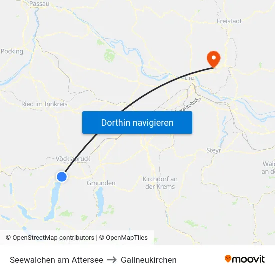 Seewalchen am Attersee to Gallneukirchen map