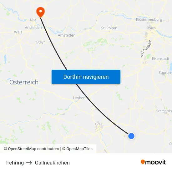 Fehring to Gallneukirchen map