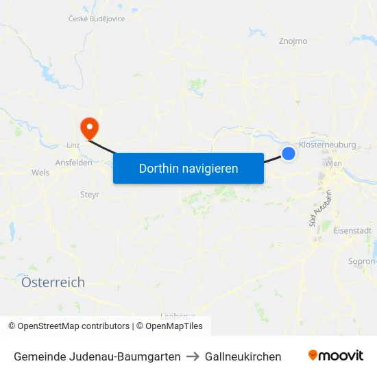 Gemeinde Judenau-Baumgarten to Gallneukirchen map