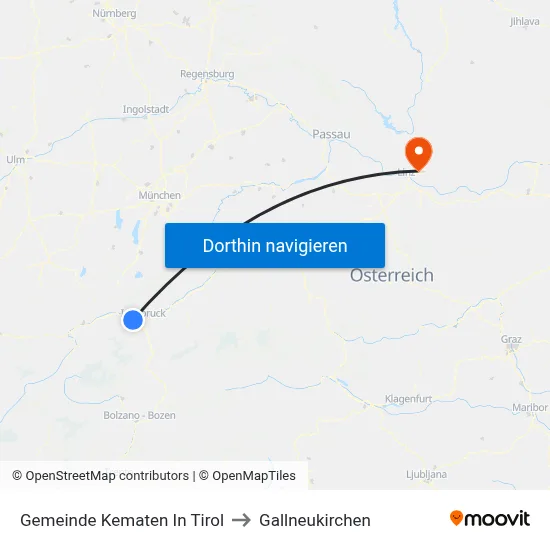 Gemeinde Kematen In Tirol to Gallneukirchen map