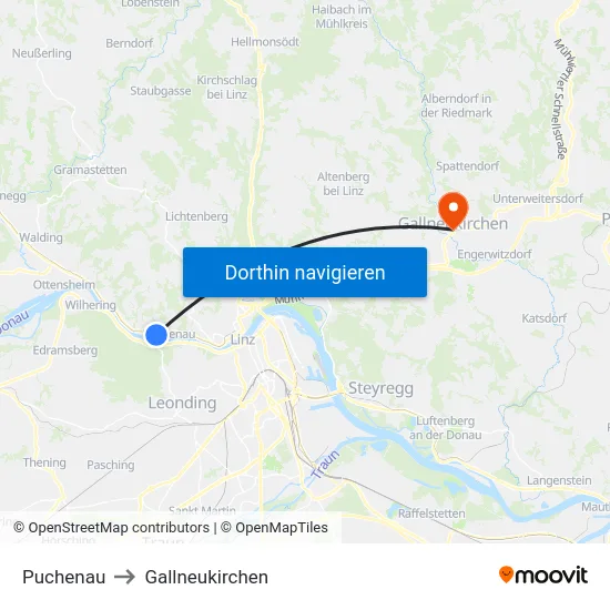 Puchenau to Gallneukirchen map