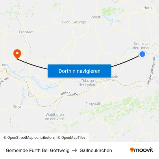 Gemeinde Furth Bei Göttweig to Gallneukirchen map