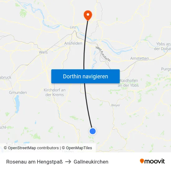 Rosenau am Hengstpaß to Gallneukirchen map