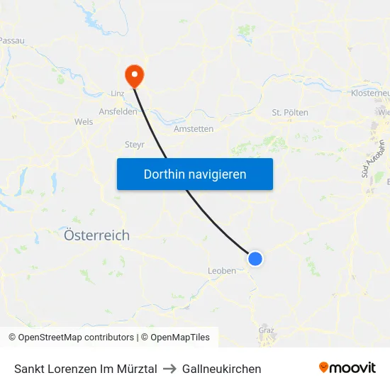 Sankt Lorenzen Im Mürztal to Gallneukirchen map