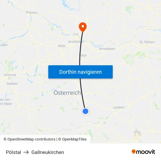 Pölstal to Gallneukirchen map