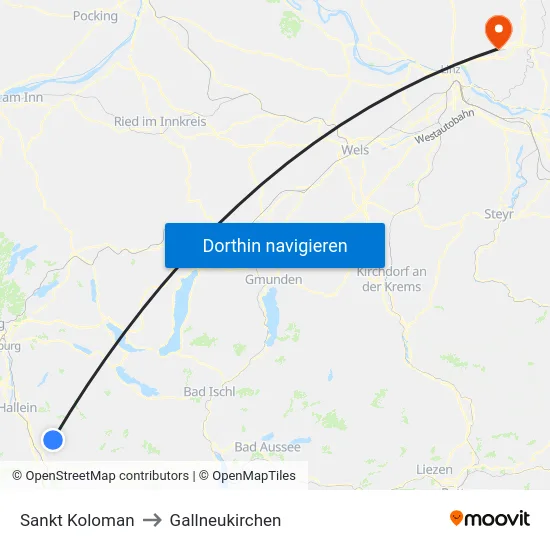 Sankt Koloman to Gallneukirchen map