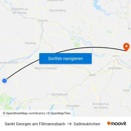 Sankt Georgen am Fillmannsbach to Gallneukirchen map