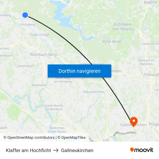 Klaffer am Hochficht to Gallneukirchen map