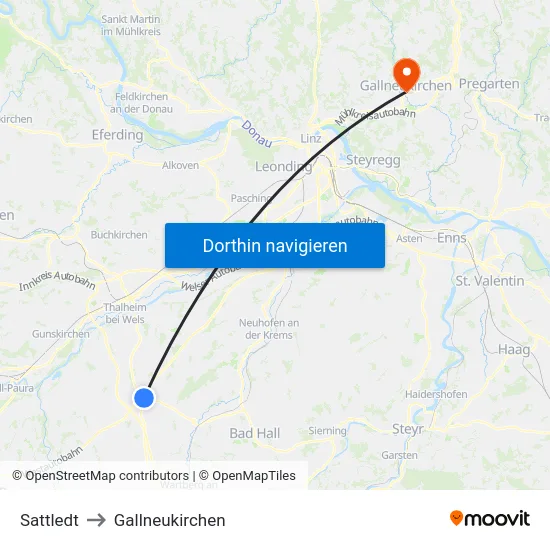 Sattledt to Gallneukirchen map