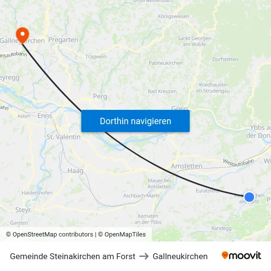 Gemeinde Steinakirchen am Forst to Gallneukirchen map