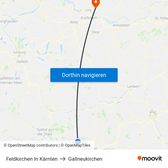 Feldkirchen In Kärnten to Gallneukirchen map