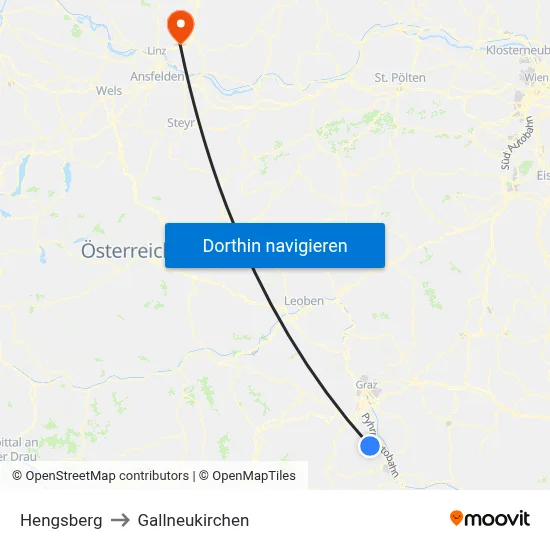Hengsberg to Gallneukirchen map