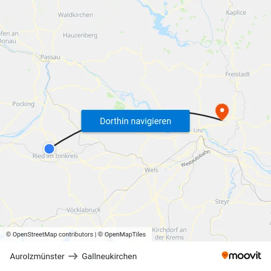 Aurolzmünster to Gallneukirchen map