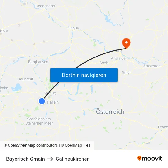 Bayerisch Gmain to Gallneukirchen map