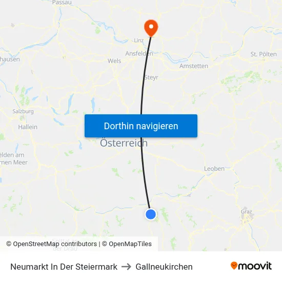 Neumarkt In Der Steiermark to Gallneukirchen map