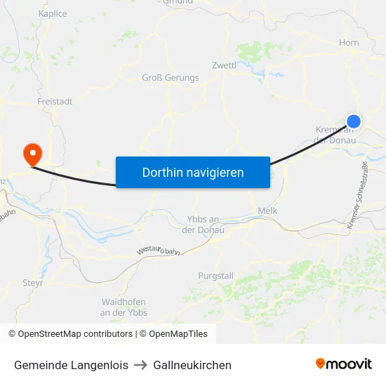 Gemeinde Langenlois to Gallneukirchen map