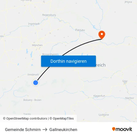 Gemeinde Schmirn to Gallneukirchen map